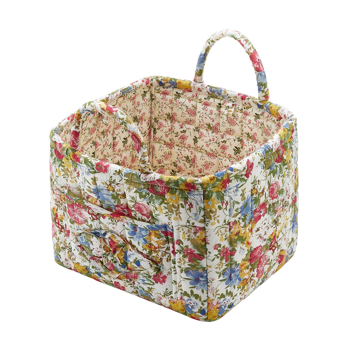 Boho Fabric Storage Basket, Large Capacity Laundry Basket, 12.2'' x 10.23'' x 10.23'' Collapsible Laundry Hamper with Easy Carry Handles (B Multi-Color 1, L)