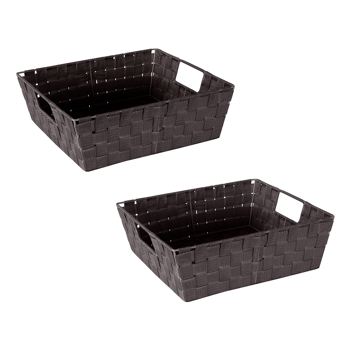 Simplify Medium Woven Strap Tote | Decorative Storage Basket | 2 Handles | Organization | Closet | Bedroom | Bathroom | Nursery | Accessories | Toys | Gifts | 1 Pack | Grey
