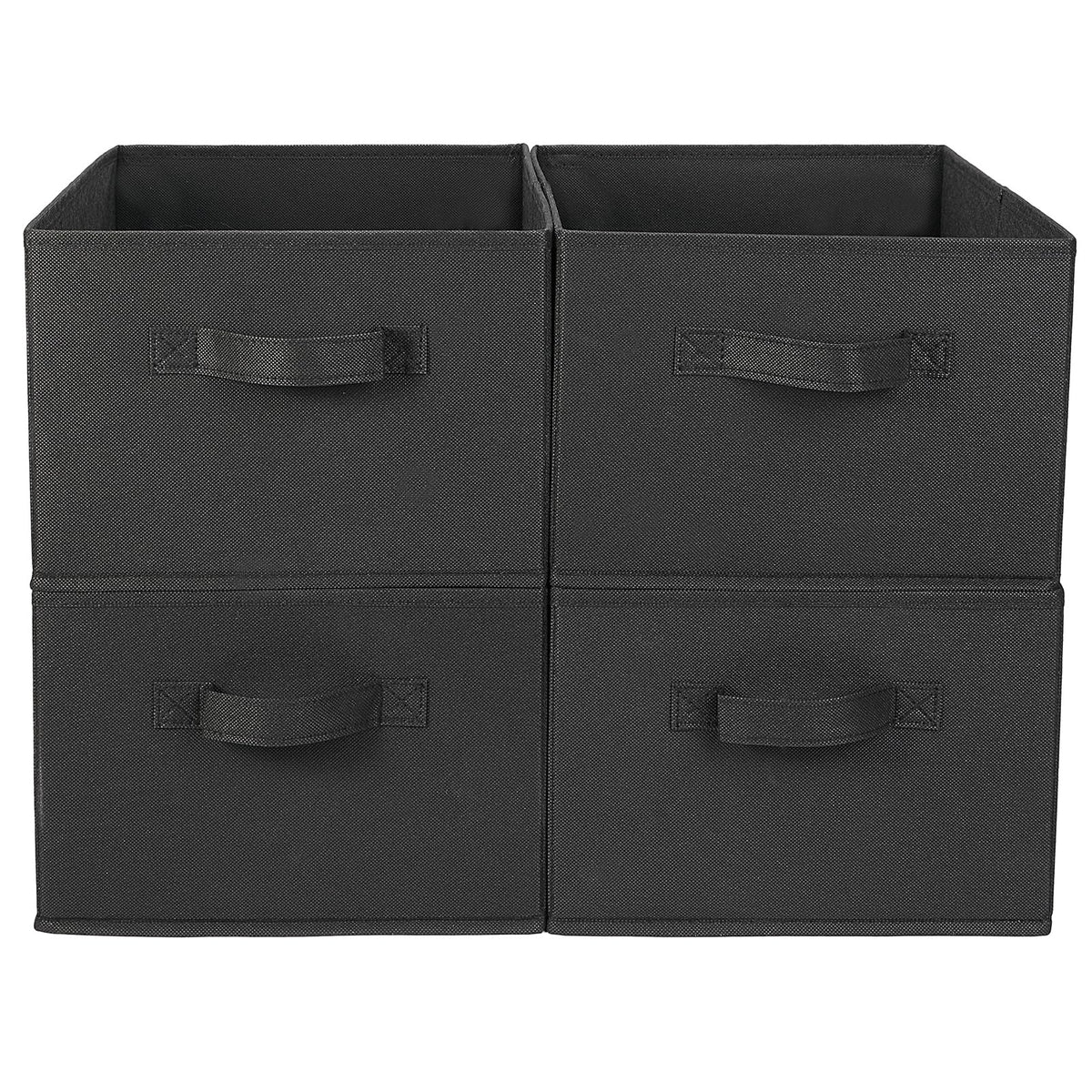 JAKAGO Fabric Storage Bins set of 4 Rectangle Storage Baskets with Handle Foldable Closet Organizer for Clothes Towel bedding Books Collapsible Clothing Container for Shelves Bedroom(Beige Low)