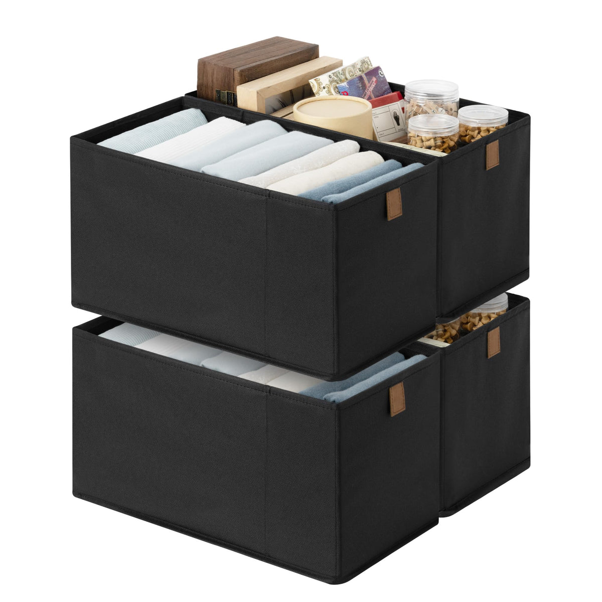 StorageWorks Narrow Closet Baskets, 6¼"Lx14¾Wx8¼H, 4-Pack, Brown&Beige