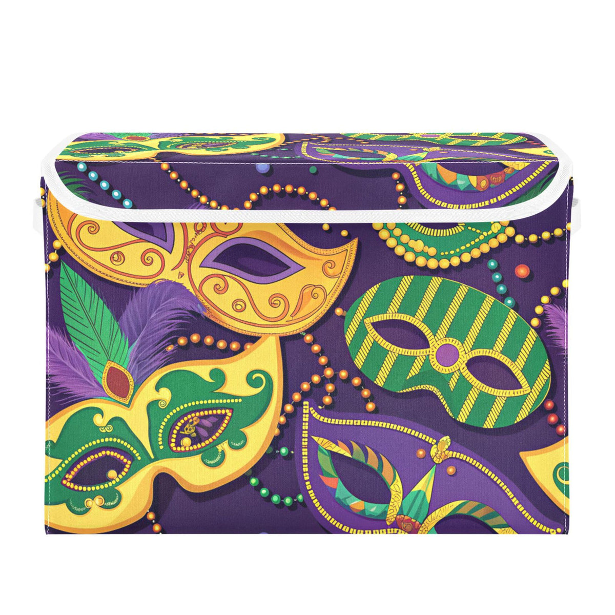 Vintage Colorful Herbs and Wild Flowers Floral Storage Bins with Lids and Carrying Handle,Foldable Storage Boxes Organizer Containers Baskets Cube with Cover for Home Bedroom Closet Office