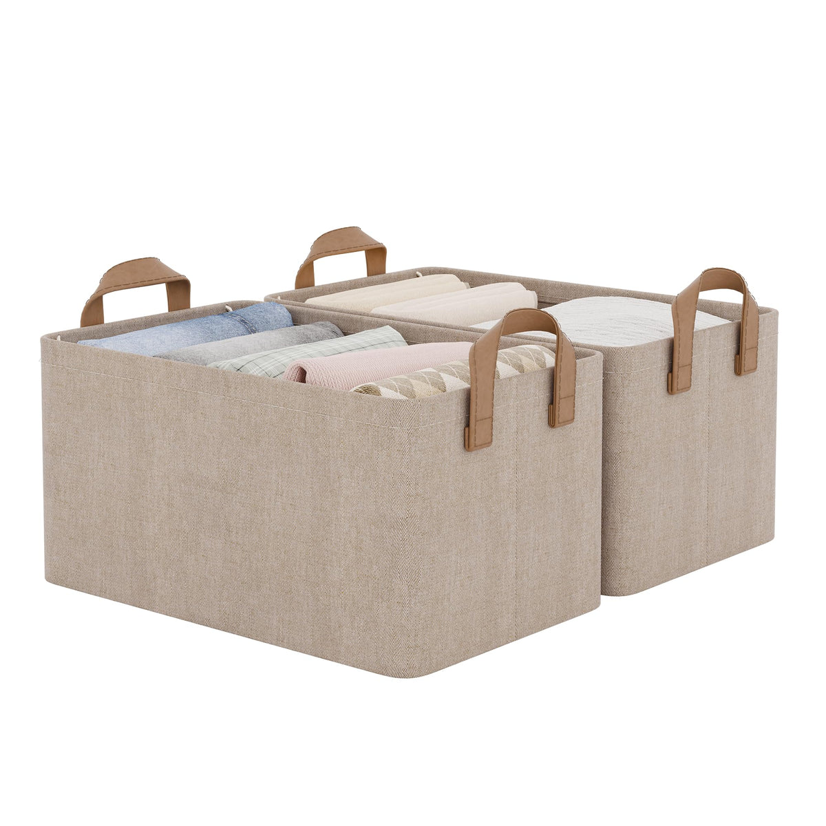 StorageWorks Storage Basket for Shelves, Storage Bins, Natural, 2-Pack