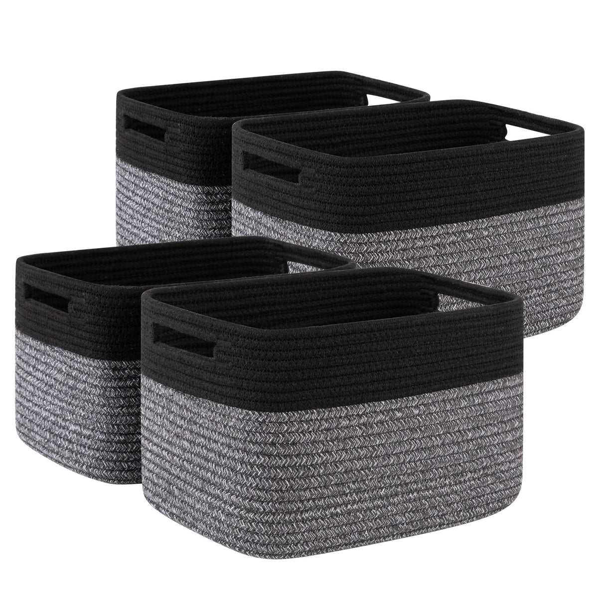 4 Pack Storage Baskets for Organizing, Woven Baskets for Shelves - Perfect for Toys, Books, Towels, and Clothes, Durable Gift Basket Bins Toy Storage, 12.7''Lx9''Wx7.8''H, Brown & White