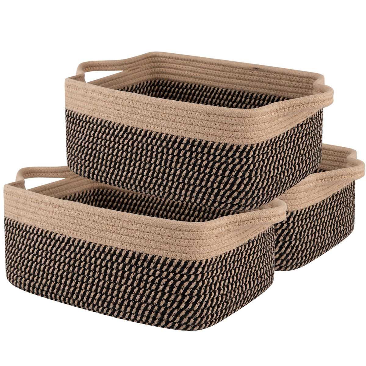 OIAHOMY 3-Pack Storage Basket Organizing Woven Basket for Shelves Brown