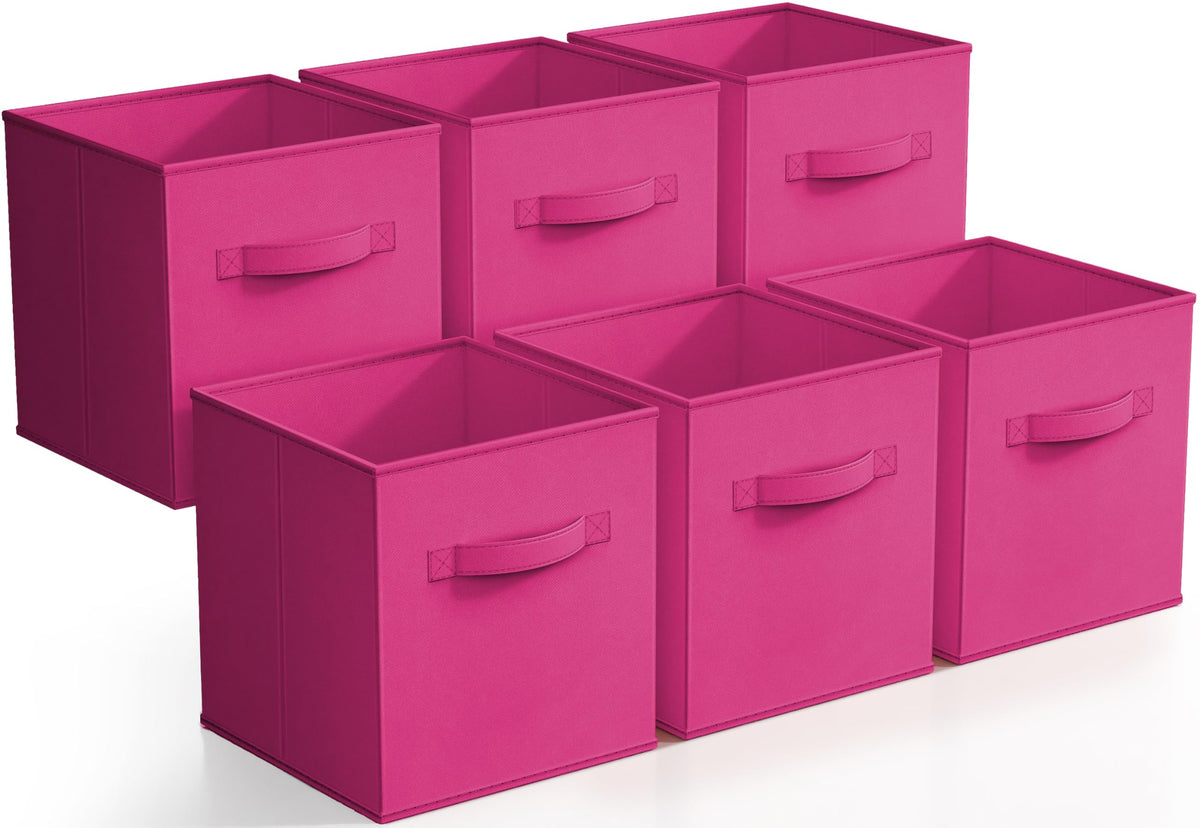Sorbus Fabric Storage Cubes, 6-Pack Foldable Bins (11 Inch, Dark Green)