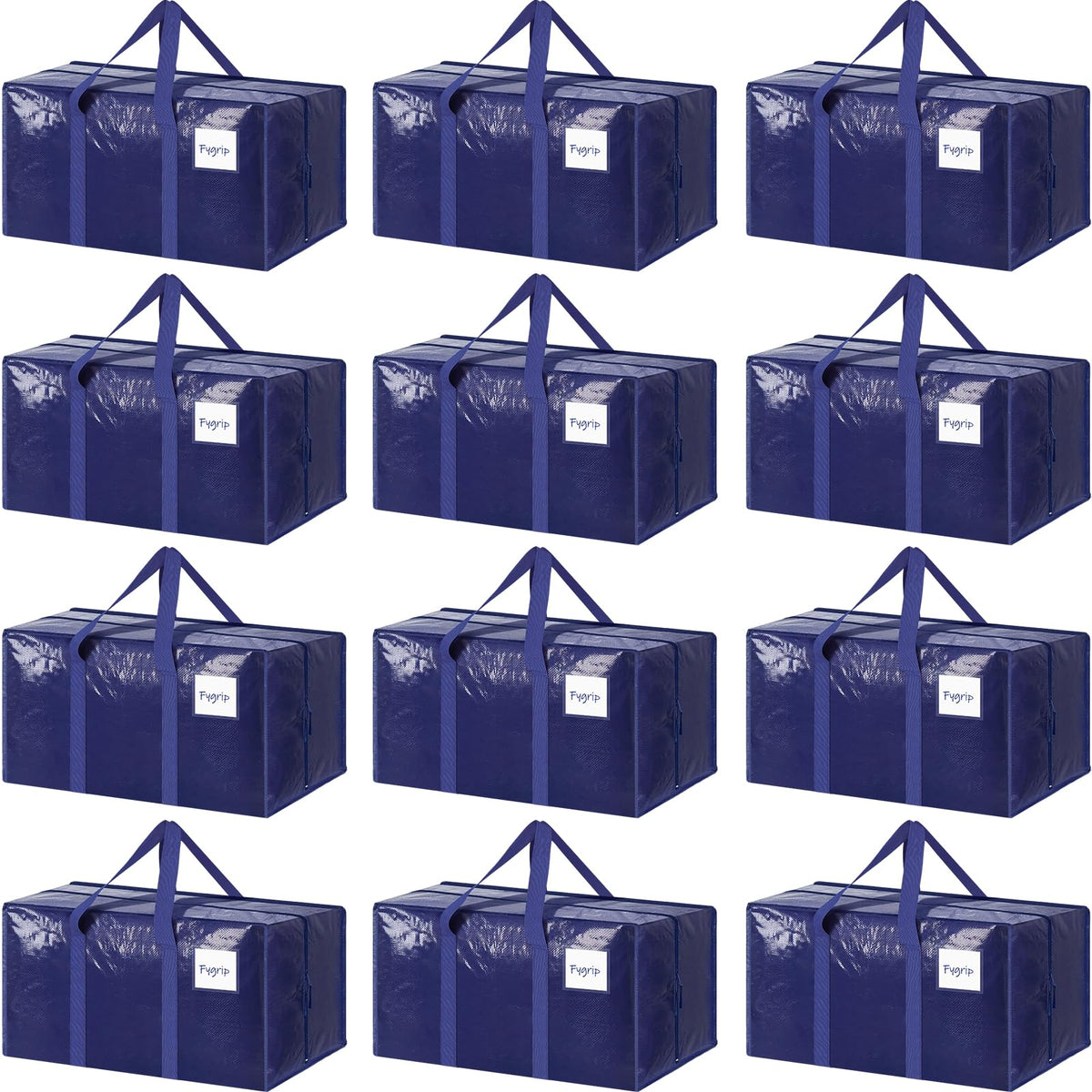 6 Pack Extra Heavy Duty Large Moving Bags with Strong Zipper, Dark Blue