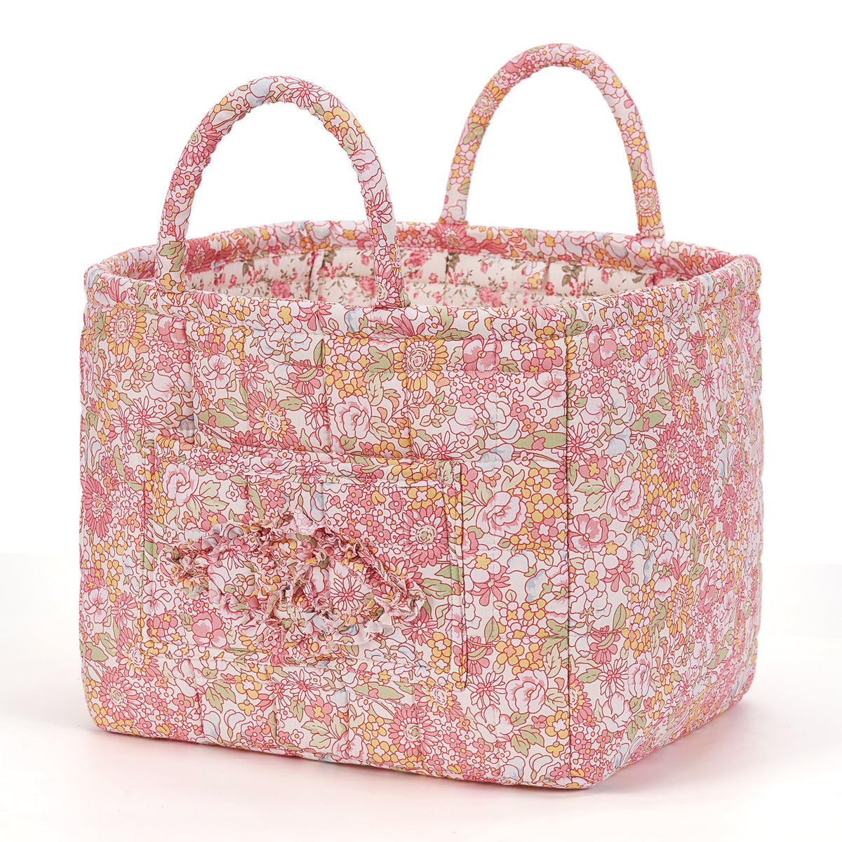 Floral Fabric Storage Basket Car Interior Storage Basket Underwear Sundries Laundry Baskets Supplies Home Organizer Bag (Red plaid)