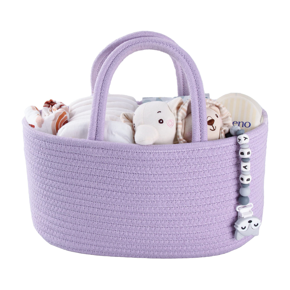 XUANGUO Cotton Rope Baby Diaper Caddy Organizer Basket Light Green