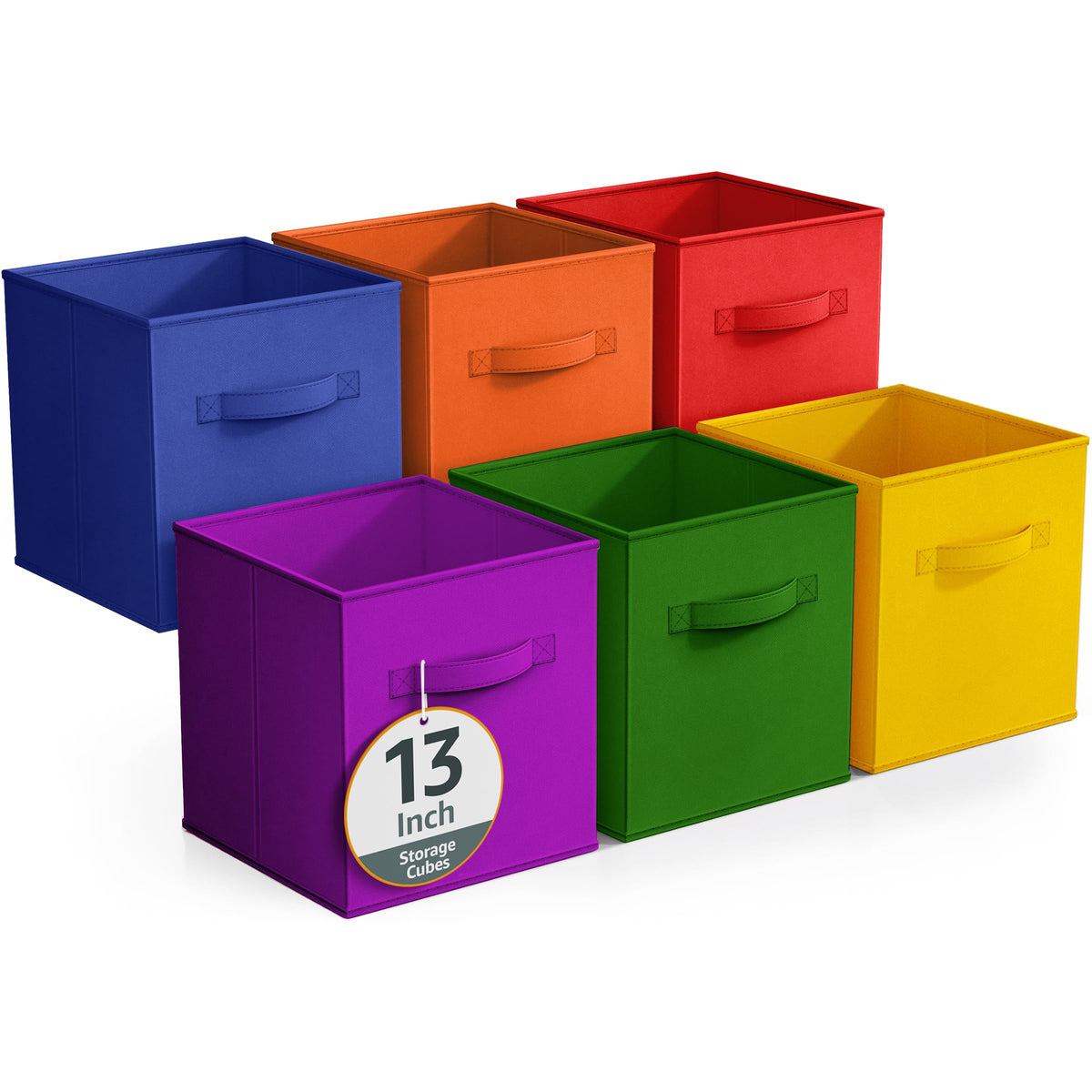 Sorbus 6-Pack Fabric Storage Cubes (11 Inch, Deep Rainbow)