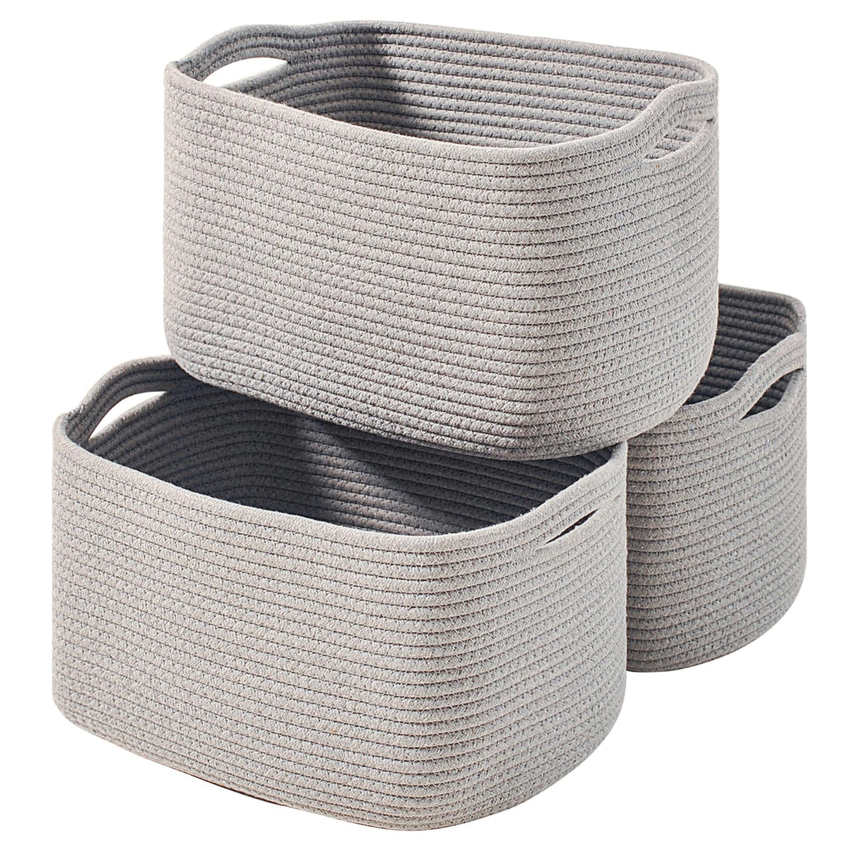 ICERZCZ Storage Baskets for Organizing Shelves 15x11x9.5 Off White 3 Packs