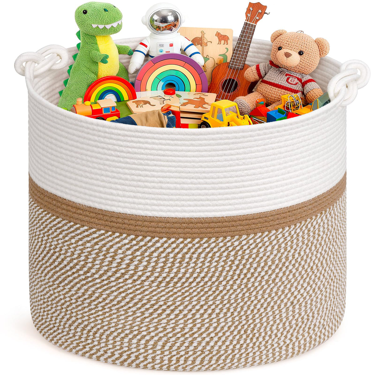 Goodpick Woven Rope Blanket Basket Living Room, 40L, Grey