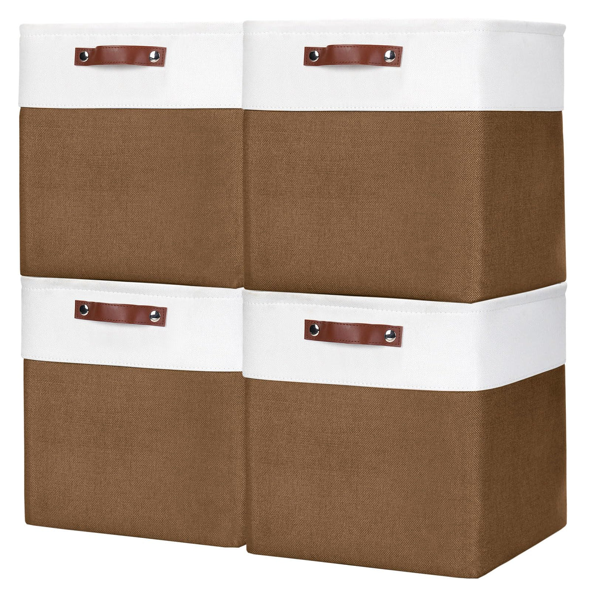 Bagnizer Storage Bins Large Fabric Storage Baskets for Shelves 3 Pack, Decorative Linen Closet Baskets with Handles for Organizing, Shelf, Clothes, Home, Office, 15x11x9.5Inches (Grey&White)