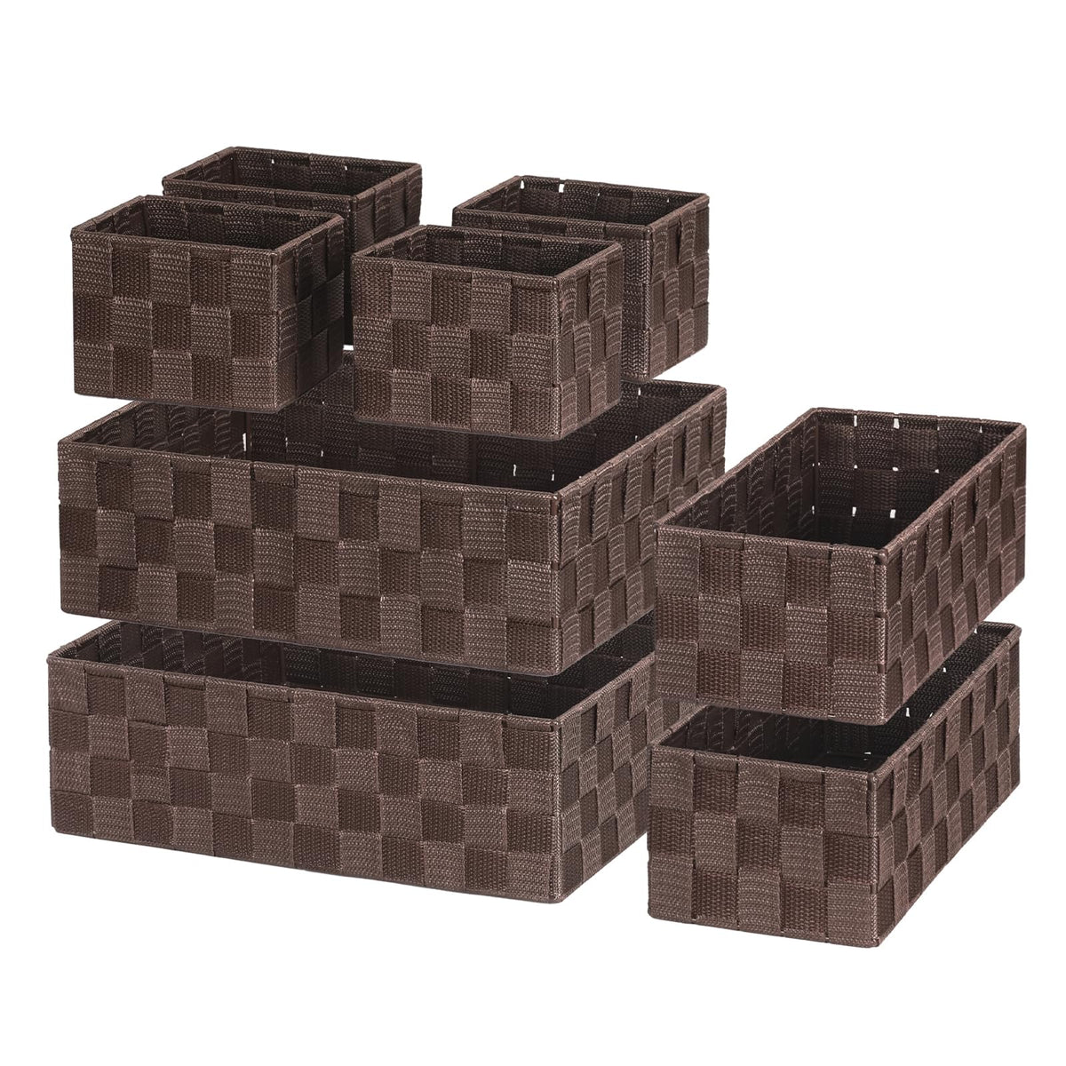 Posprica Small Black Baskets Cube Bin Container Tote,Woven Storage Baskets for Organizing Organizer Divider for Drawer, Closet, Shelf, Dresser, Set of 4
