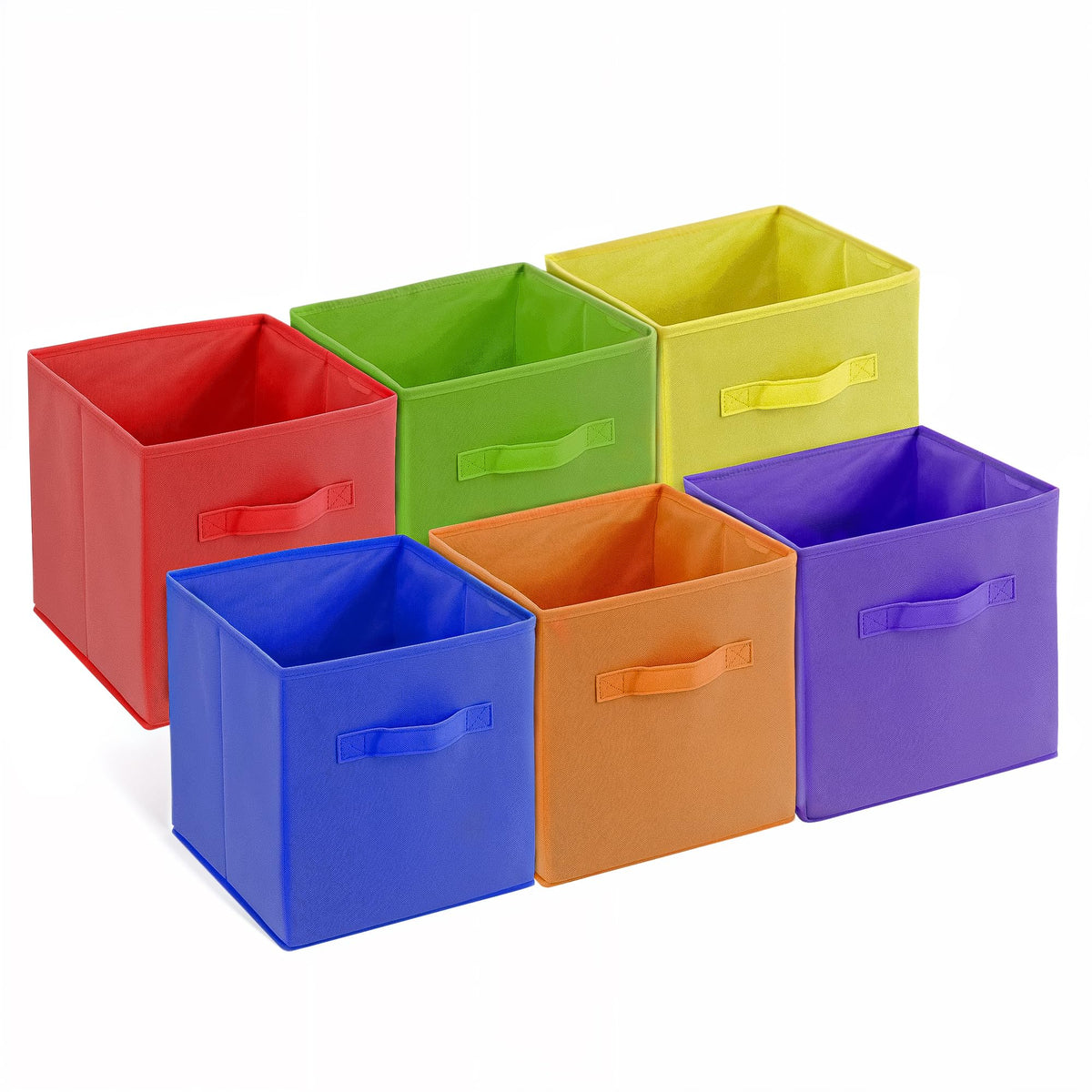 4E's Novelty 6 Pack 11 Inch Pastel Color Storage Foldable Cube Bins, Colorful Boho Storage Baskets For Nursery, Kids Room, Fabric Baskets For Toys, Clothes, Classroom Organization and Storage