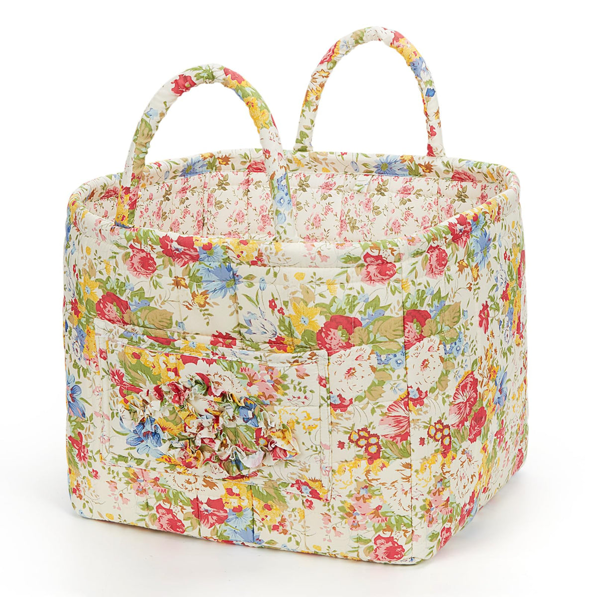 Floral Fabric Storage Basket Car Interior Storage Basket Underwear Sundries Laundry Baskets Supplies Home Organizer Bag (Red plaid)