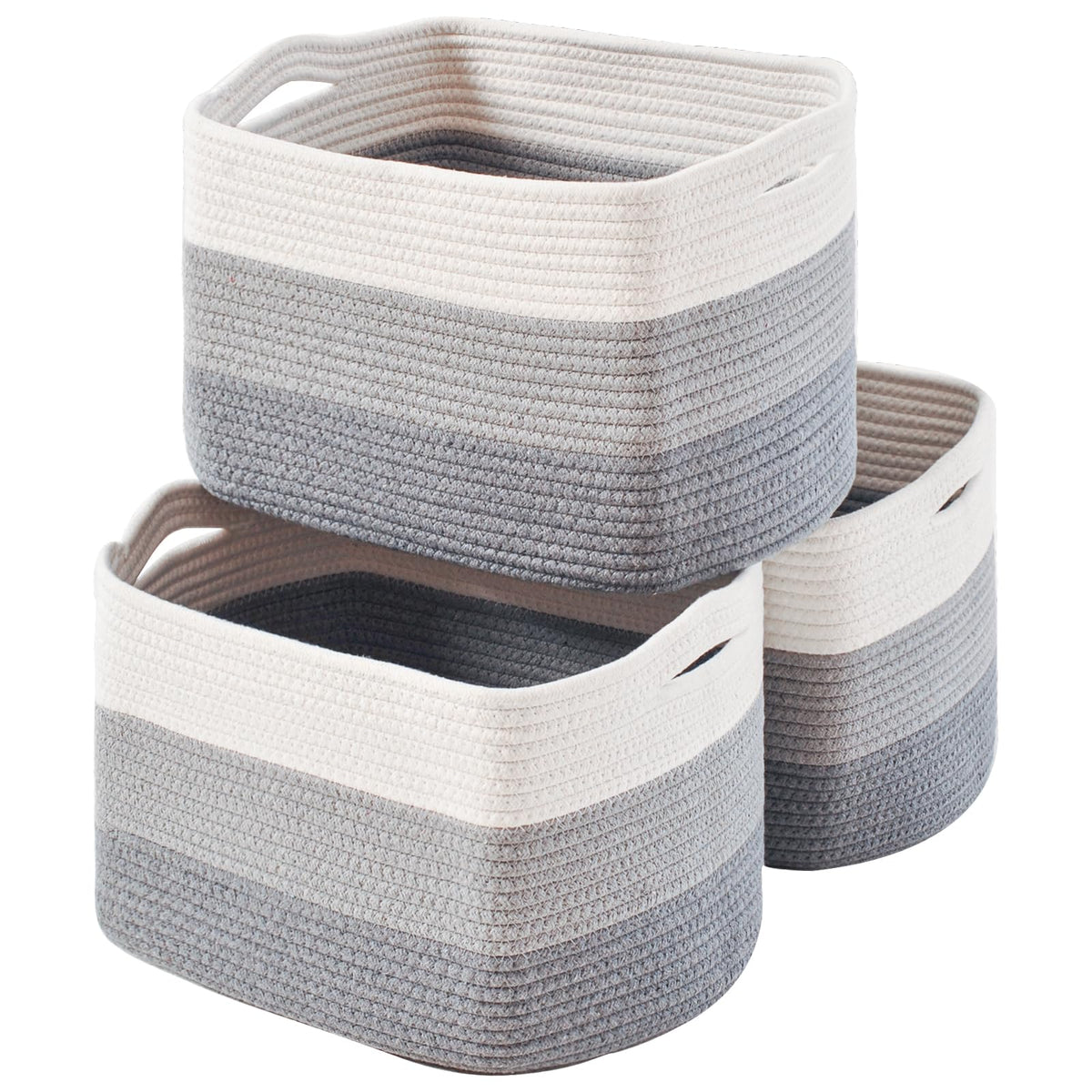 ICERZCZ Storage Baskets for Organizing Shelves 15x11x9.5 Off White 3 Packs
