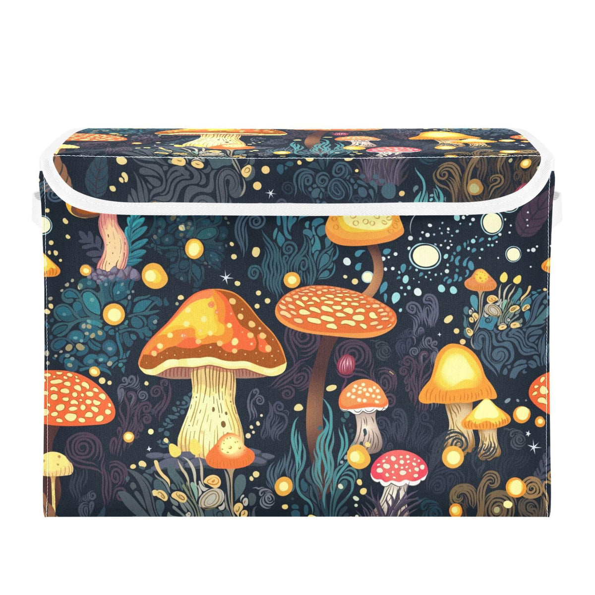 Vintage Colorful Herbs and Wild Flowers Floral Storage Bins with Lids and Carrying Handle,Foldable Storage Boxes Organizer Containers Baskets Cube with Cover for Home Bedroom Closet Office