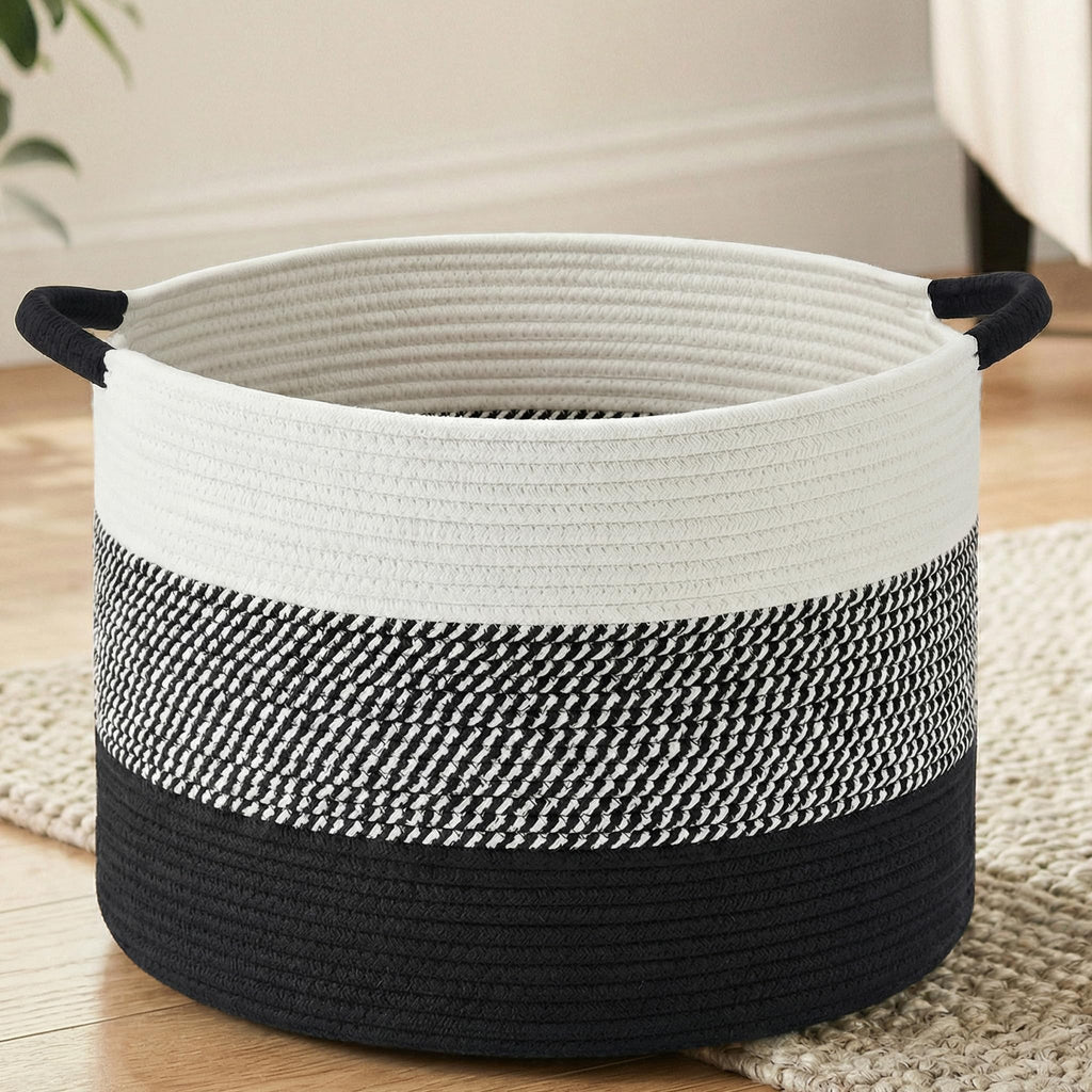Artfeel 70L Large Cotton Rope Basket, Decorative Woven Blanket Storage for Living Room, Boho Toy Storage & Toy Box for Kids, Versatile Laundry Basket & Nursery Hamper for Blankets(Brown)