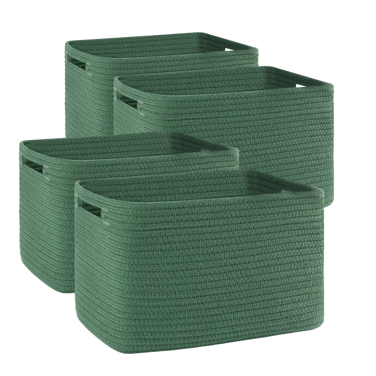 4 Pack Storage Baskets for Organizing, Woven Baskets for Shelves - Perfect for Toys, Books, Towels, and Clothes, Durable Gift Basket Bins Toy Storage, 12.7''Lx9''Wx7.8''H, Brown & White