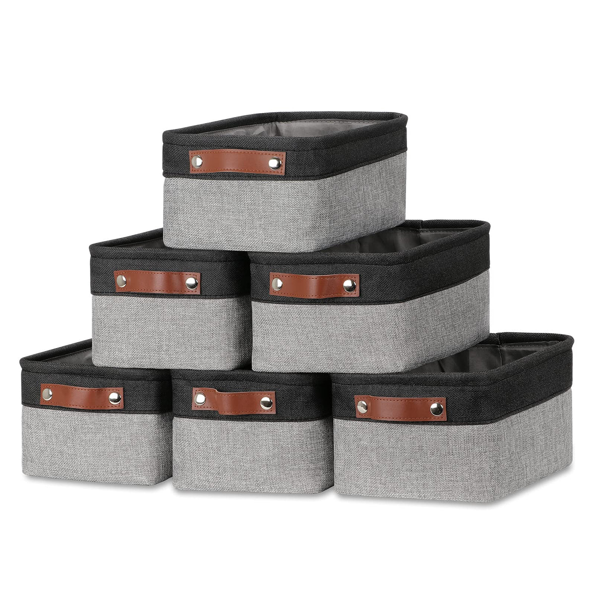 DULLEMELO Fabric Storage Bins for Laundry, Home, Foldable Storage Baskets for Shelves, Toys, Collapsible Storage Bins for Office, Closet,Bedroom(White&Khaki,L-15"x11"x9.5",4-Pack)
