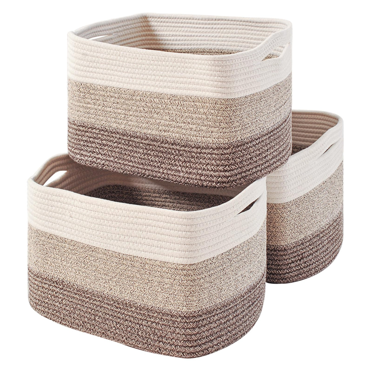 ICERZCZ Storage Baskets for Organizing Shelves 15x11x9.5 Off White 3 Packs