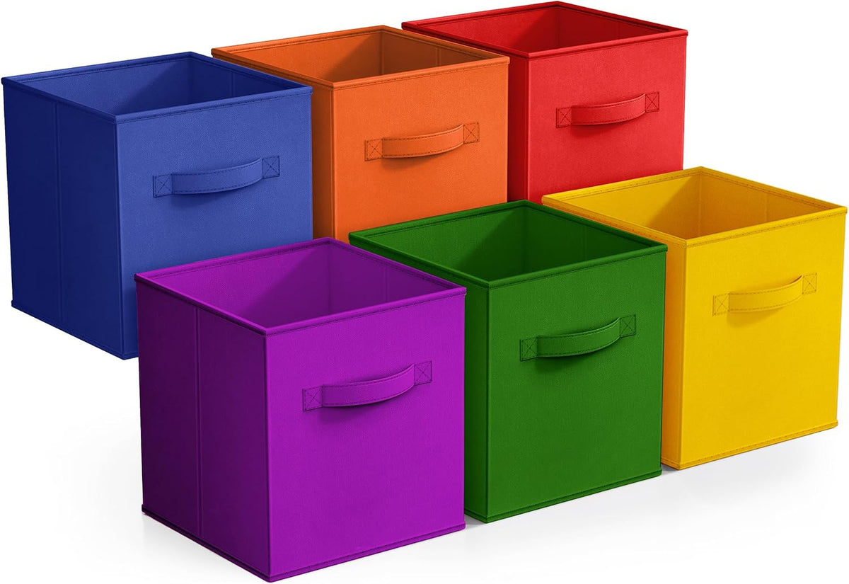 Sorbus 6-Pack Fabric Storage Cubes (11 Inch, Deep Rainbow)