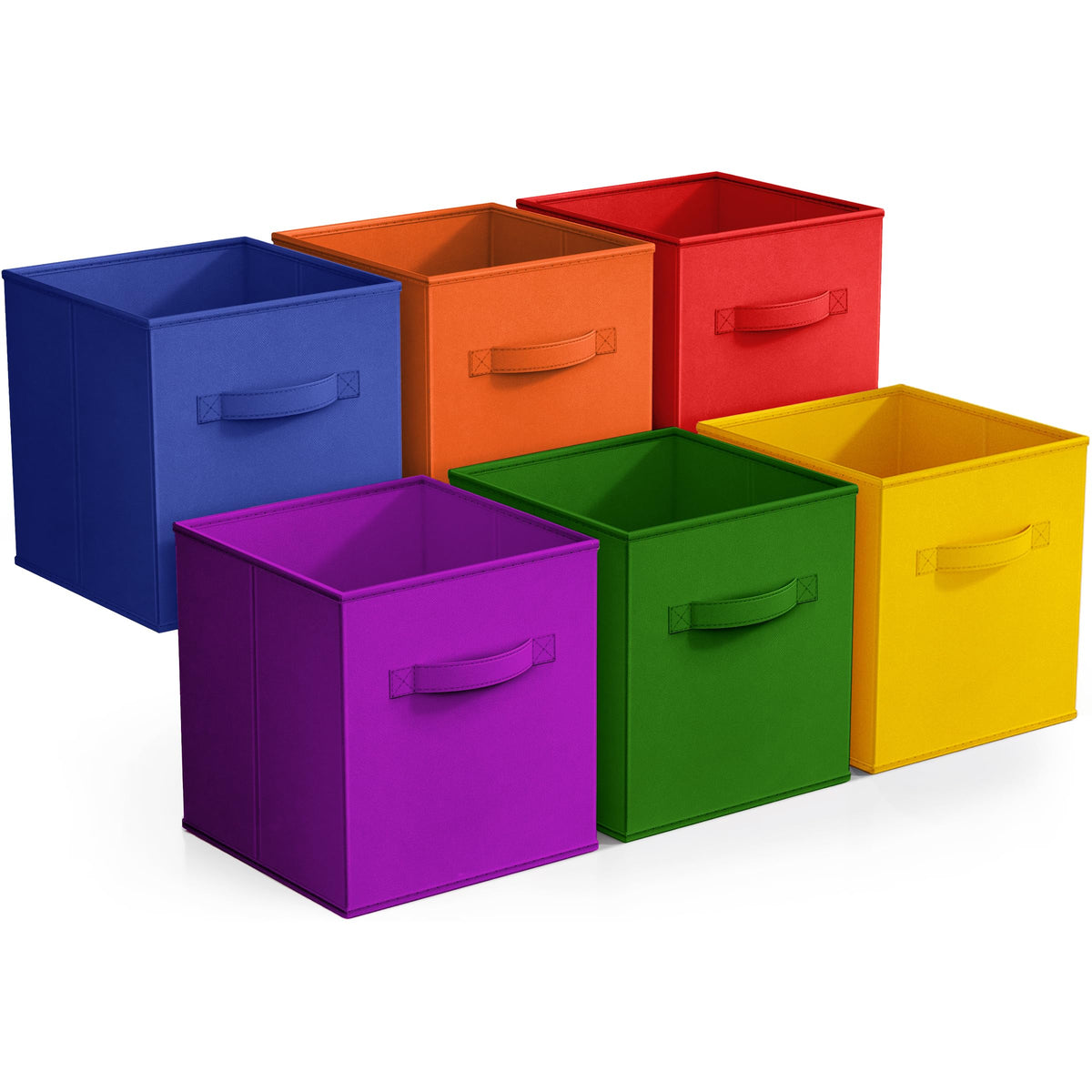 Sorbus 6-Pack Fabric Storage Cubes (11 Inch, Deep Rainbow)