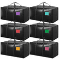 6 Pack Moving Bags Heavy Duty 210GSM with Full-Open Side Zipper, 93L 220lbs Waterproof Foldable Storage Totes for College Dorm Move-In, Moving Boxes Alternative & Home Organization, Blue