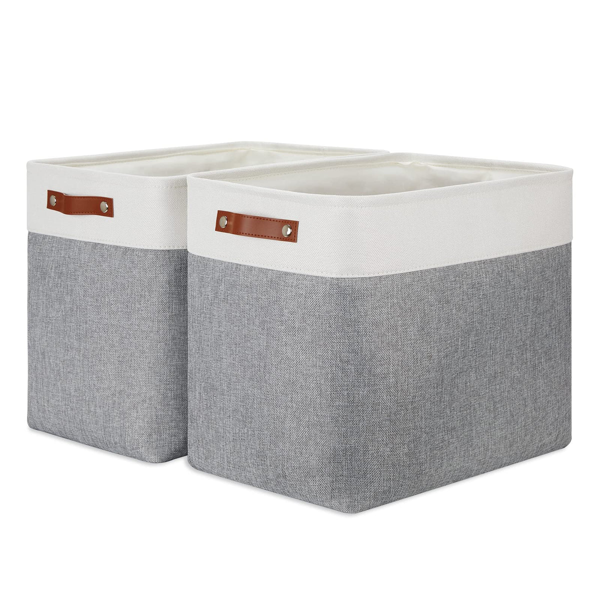 DULLEMELO Extra Large Storage Baskets, Fabric Storage Bins for Organizing Shelves Nursery Toys Books, Closet Baskets and Bins with Handles, Black&Grey, 2-Pack