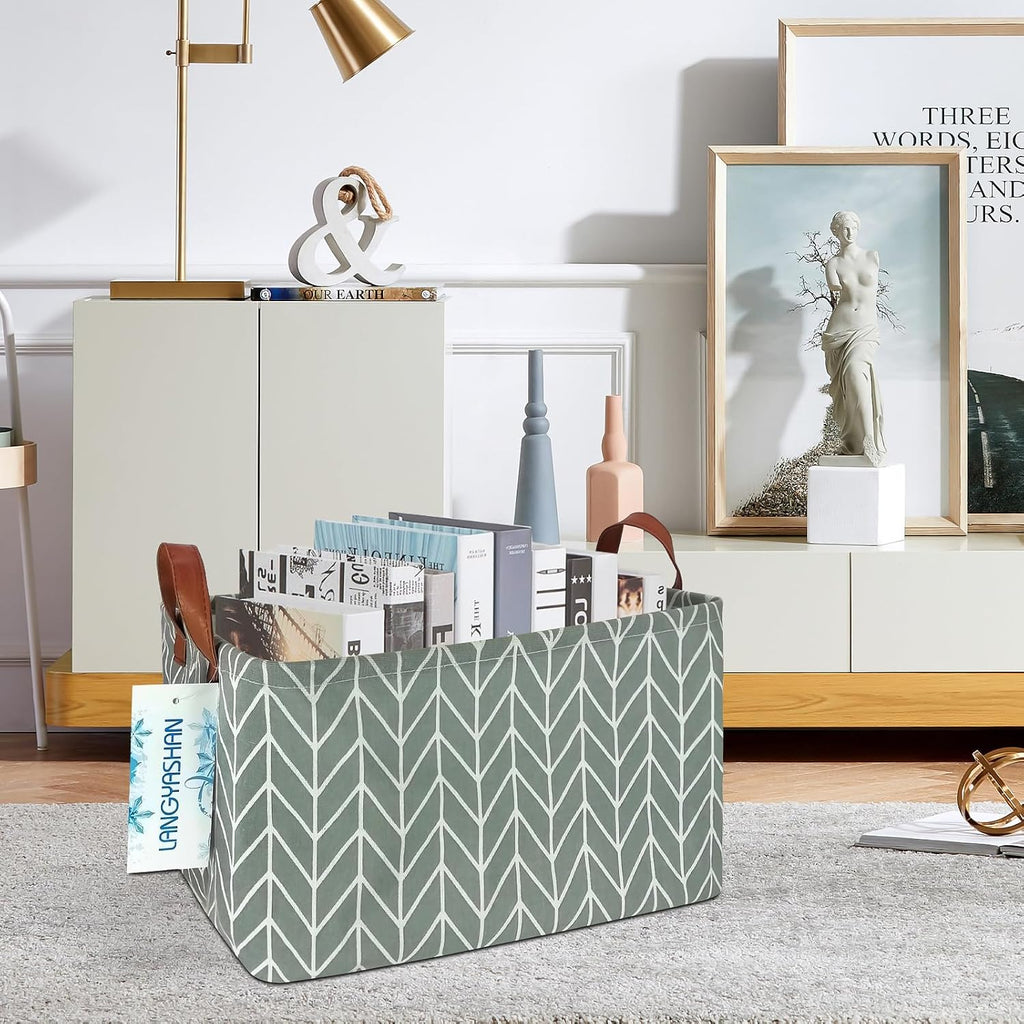 Rectangular Collapsible Grey Point Storage Basket Nursery Organizer