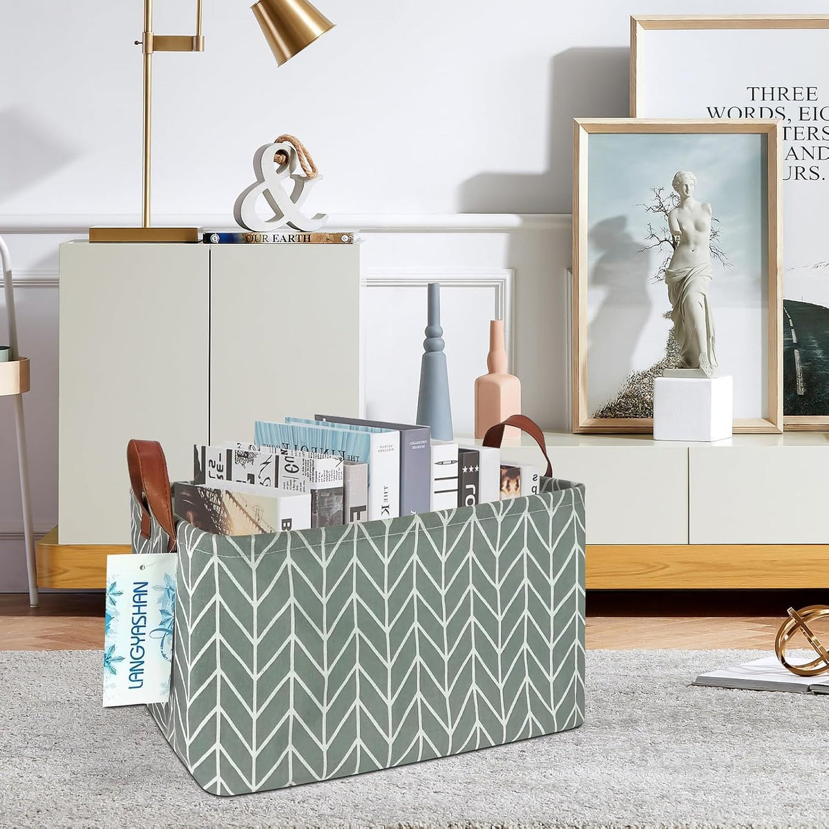 Rectangular Collapsible Grey Point Storage Basket Nursery Organizer