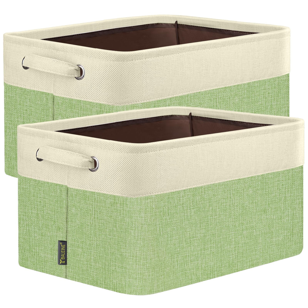 BALEINE 3 Pack Fabric Closet Storage Bins for Shelves, Linen Closet Organizers and Storage, Decorative Baskets for Organizing, Shelf, Clothes, Home, Office (Grey, 15"x11"x9.5")