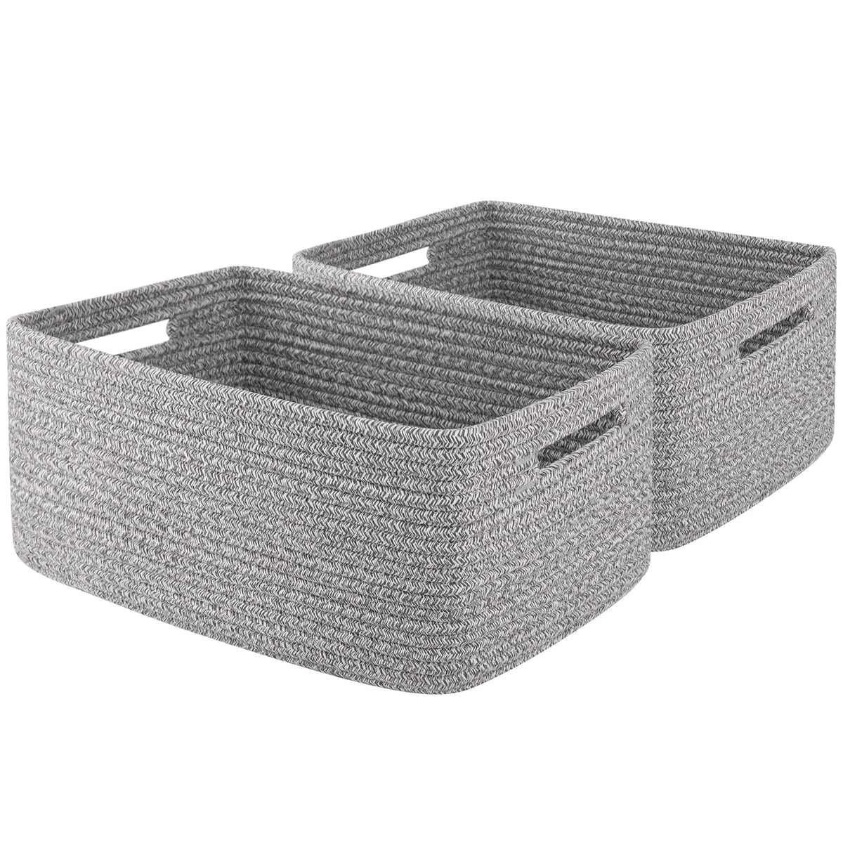 OIAHOMY Storage Basket for Shelves, Closet Cube Storage Bins Baskets for Clothes Blanket Towels, Baby Nursery, Toy Baskets Box, Woven Rope Basket, 15.75 * 11.81 * 7.09 IN, 2 Packs Brown