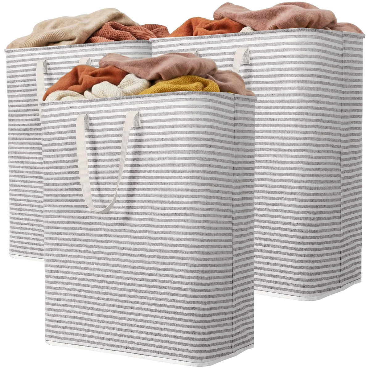 Lifewit 80L Large Laundry Baskets, 2 Pack, Reinforced Handles, Grey