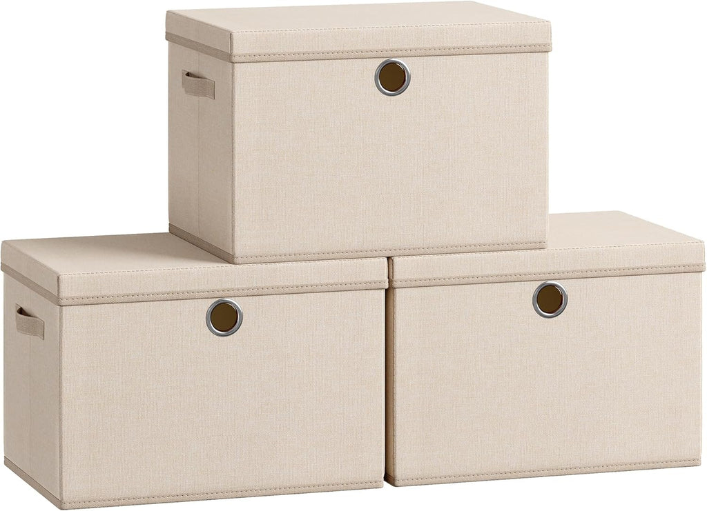 SONGMICS Set of 3 Storage Bins with Lids, 41 Quart Foldable Storage Boxes