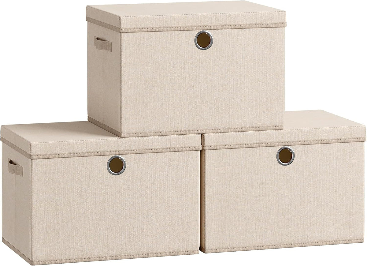 SONGMICS Set of 3 Storage Bins with Lids, 41 Quart Foldable Storage Boxes