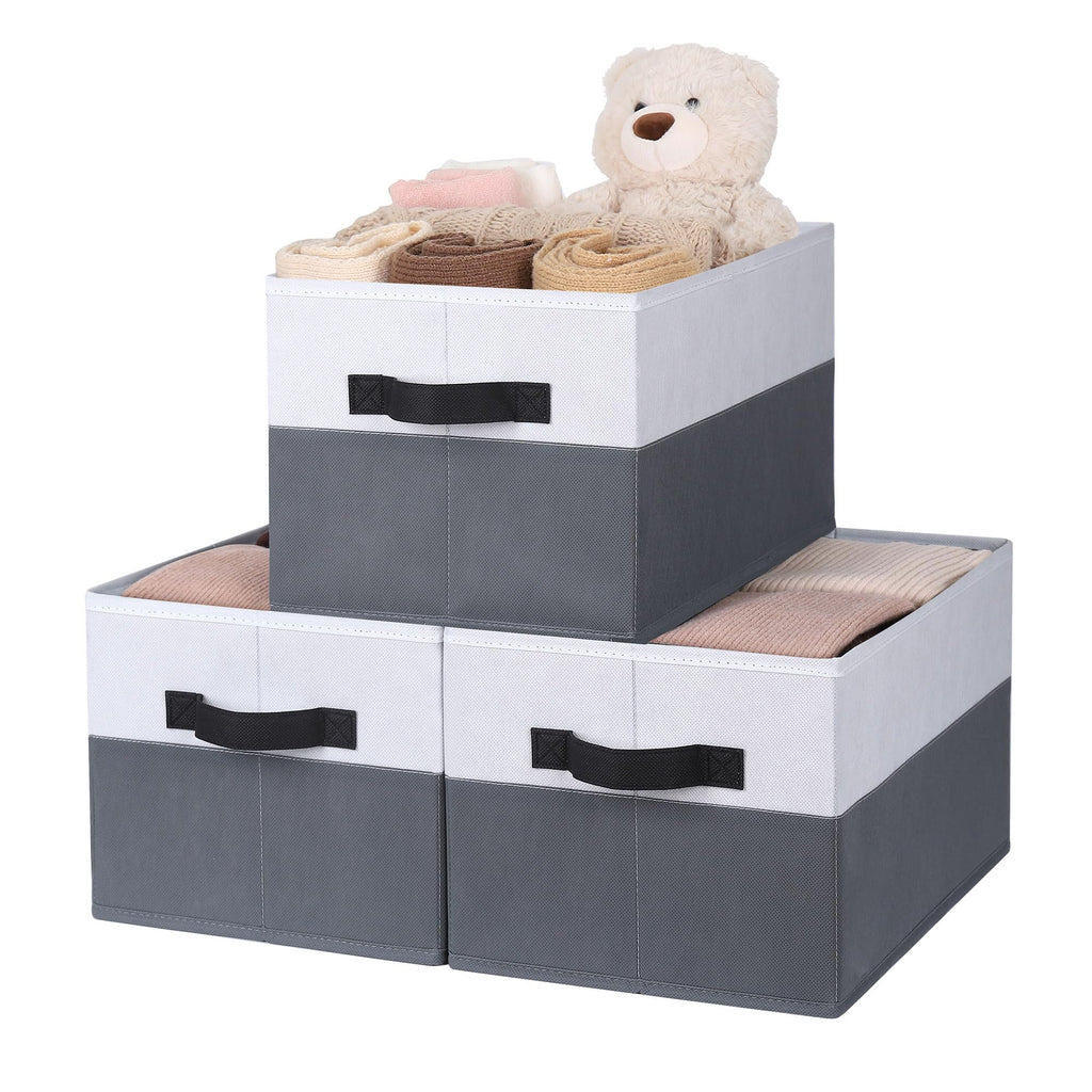 WUIKE Trapezoid Closet Storage Bins, Herringbone Gray, Extra Large, 3-Pack
