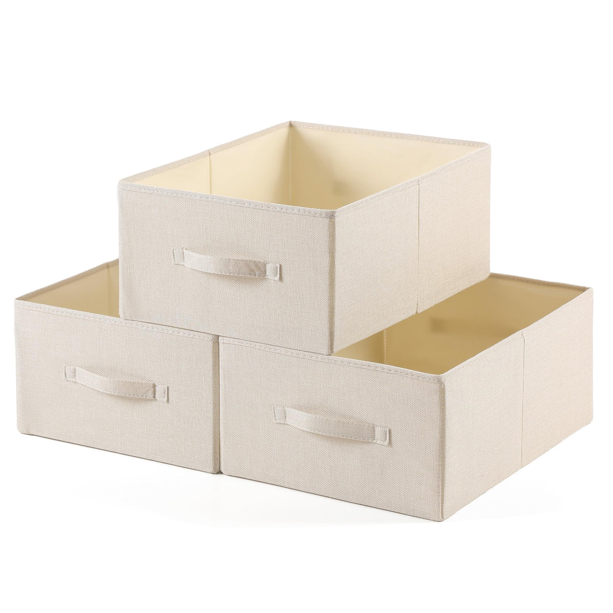 Linen Folding Storage Bins, 3 Pack Large Storage Baskets, Washable, Clothing Storage Bins with Handle, Closet Organizer for Storage Sweater,Sheets(dark grey, 18½"x11 x8½)