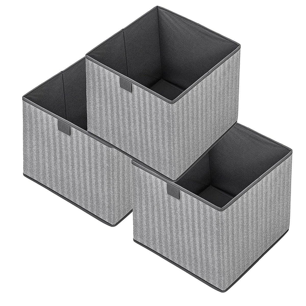 Storage Baskets, 11-Inch Woven Fabric Bins, Storage Cubes with Reinforced Handles, Organizer Bins for Closet Shelves, Foldable, for Toys, Clothes, Natural Beige (3PCS/Beige-11*11*7.8inch)