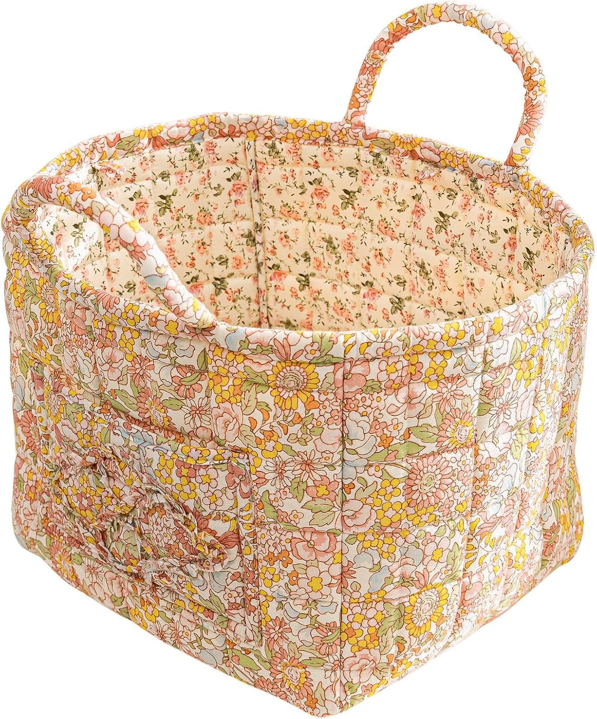 vctops Boho Fabric Quilted Storage Basket for Organizing, Basket Organizer Gift Baskets with Handles, Storage Bins for Toys, Books, Towels, and Clothes, Collapsible Fabric(Pattern F,13"x10.6"x10")
