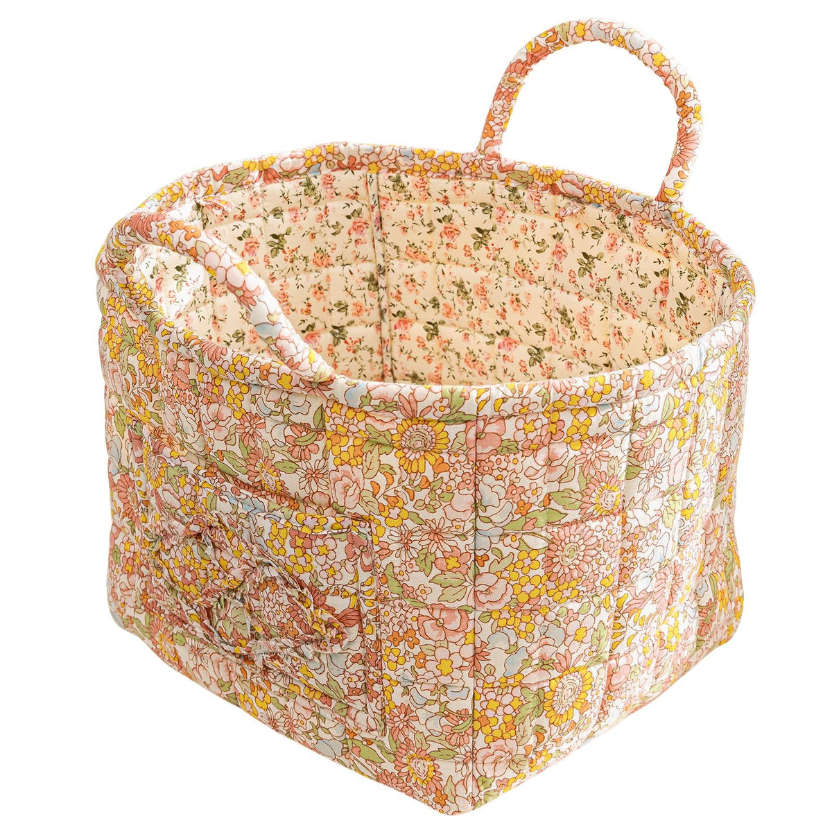 vctops Boho Fabric Quilted Storage Basket for Organizing, Basket Organizer Gift Baskets with Handles, Storage Bins for Toys, Books, Towels, and Clothes, Collapsible Fabric(Pattern F,13"x10.6"x10")