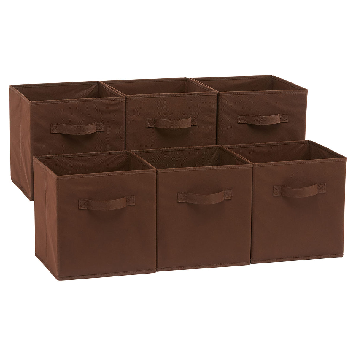 Amazon Basics Collapsible Fabric Storage Bins Organizer with Handles, Sturdy, Foldable, 10.5" x 10.5" x 11", Black, 6-Pack