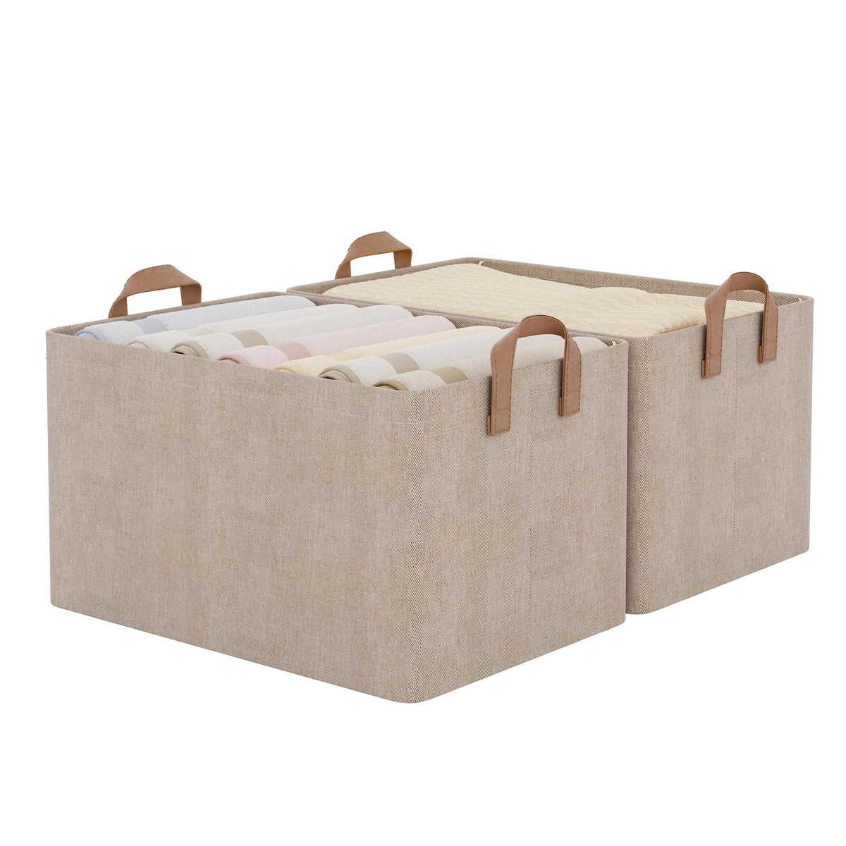 StorageWorks Storage Basket for Shelves, Storage Bins, Natural, 2-Pack