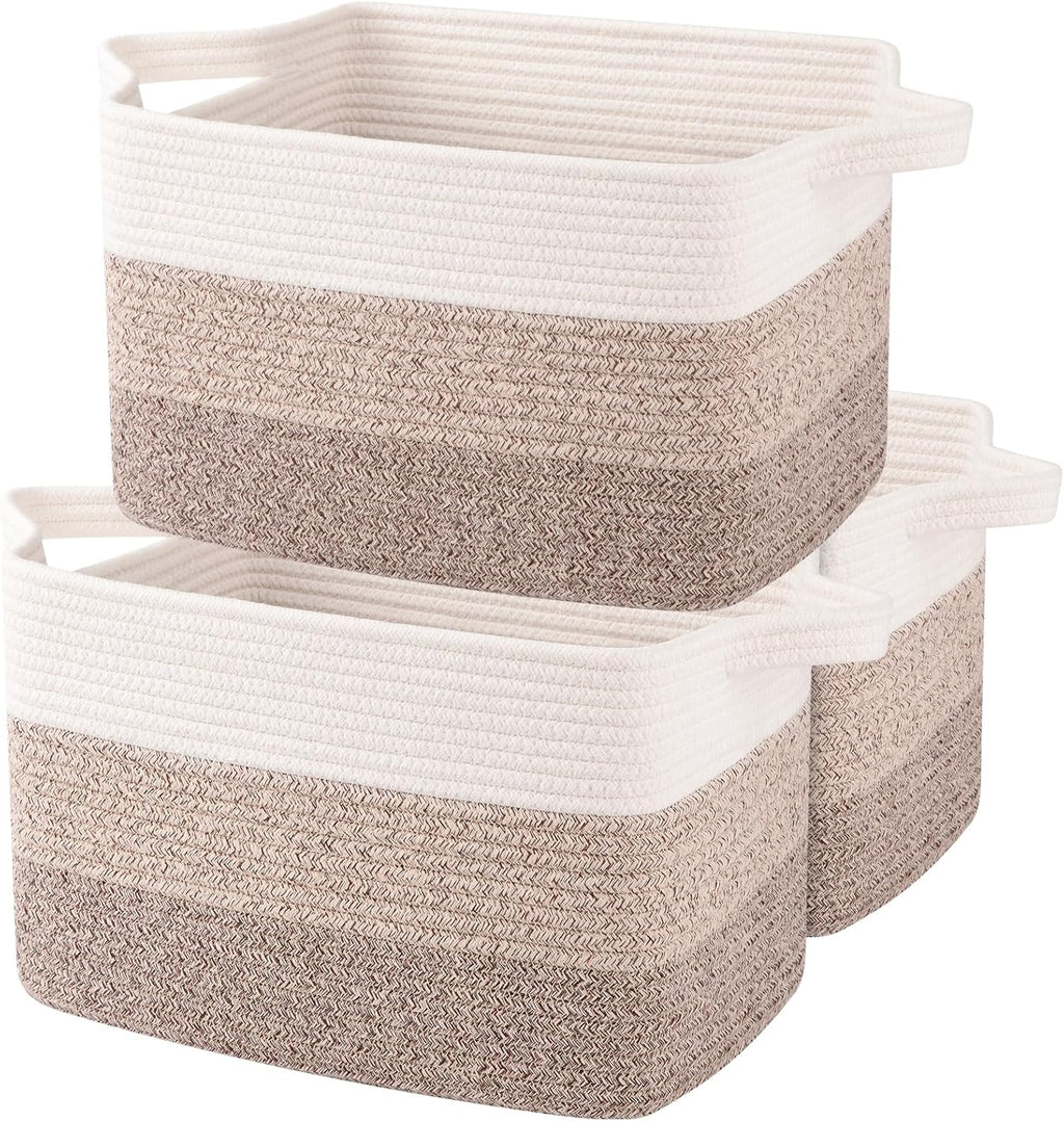 OIAHOMY Cotton Rope Storage Baskets for Organizing Gradient Yellow 3-Pack