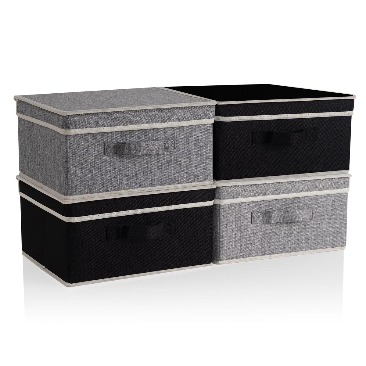 Storage Cube Organizer Bin 10.5" x 10.5" x 11" Large Boxes Fabric Basket with Handles for Organizing Shelves Closet Clothes 4 Color Set A