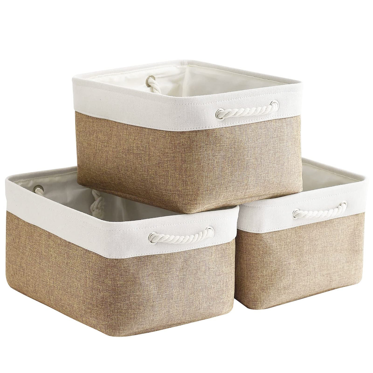 Small Storage Baskets for Shelves,Fabric Storage Baskets for Closet,Rectangular Collapsible Baskets for organizing Clothes,Books,Gifts