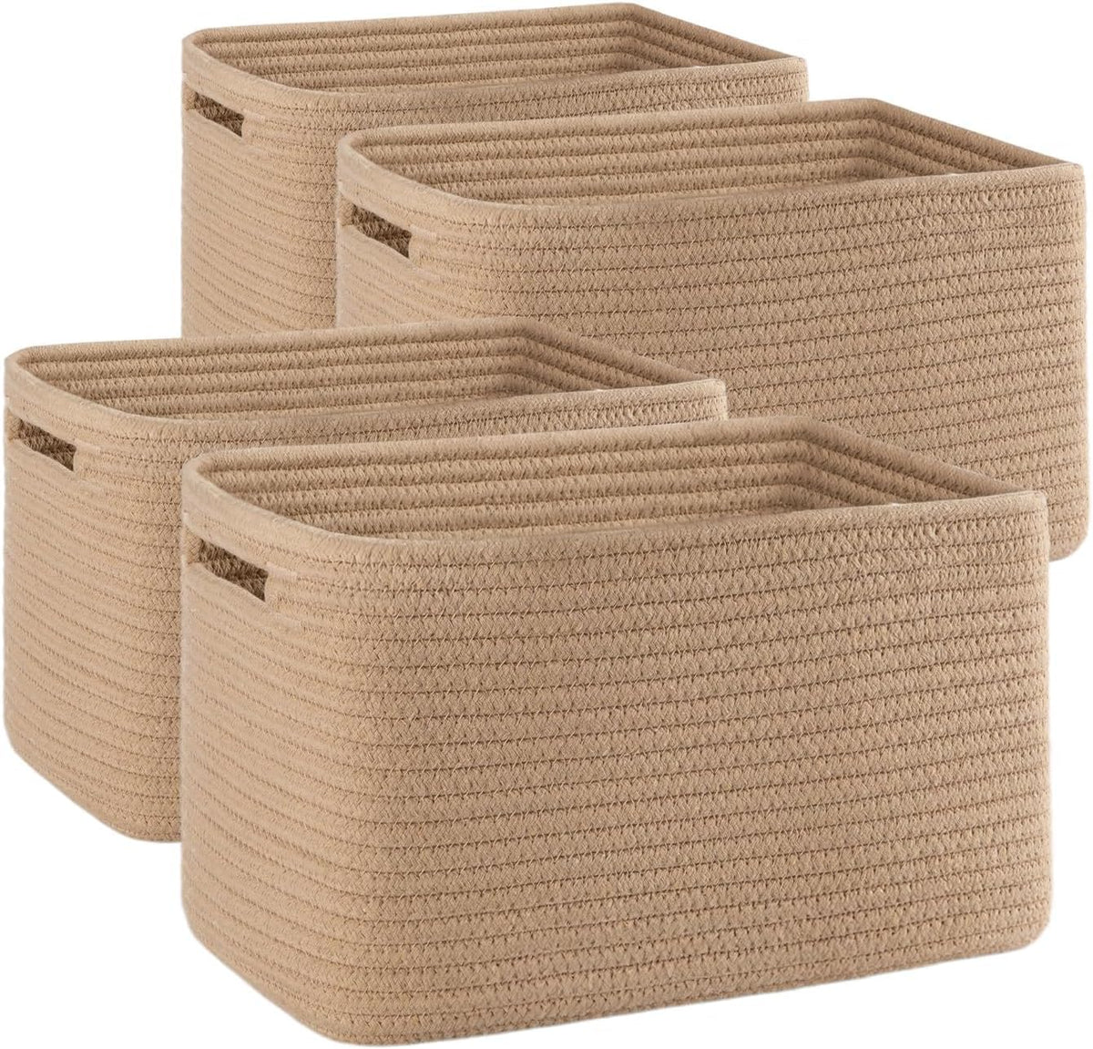 OIAHOMY 4 Pack Storage Baskets for Organizing 15L Cube Storage Bins Brown