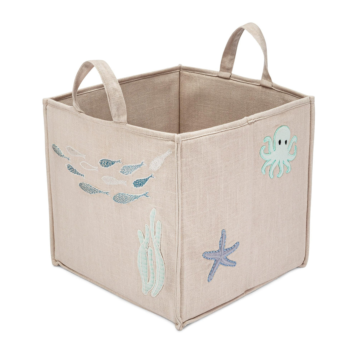 Crane Baby Fabric Round Nursery Storage Basket, Toy Storage, Woodland Nursery Decor, 13"x12", Toy Basket, Baby Storage Organizer, Toy Organizers and Storage Bins, Baby Organizers and Storage, Toy Bins