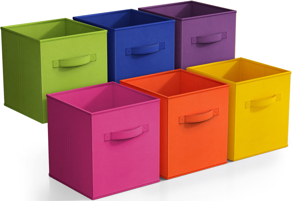 Sorbus 6-Pack Fabric Storage Cubes (11 Inch, Deep Rainbow)
