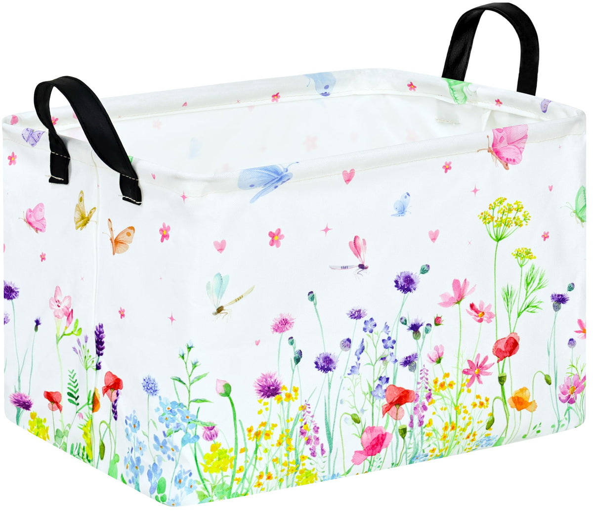 Spring Flower Gift Storage Basket Rectangle Storage Organizer for Nursery Hamper Home Bedroom Laundry Hamper Shelf Baskets.